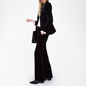 Prevy Velour Tailored Flared Trousers