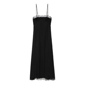 Ridar Lace Trim Silk Slip Dress