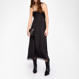 Ridar Lace Trim Silk Slip Dress