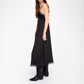 Ridar Lace Trim Silk Slip Dress