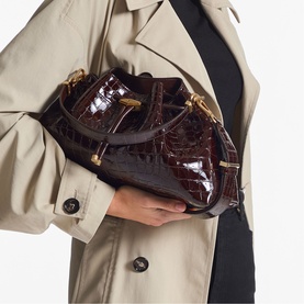 Cinch Croc-Embossed Medium Crossbody Bag