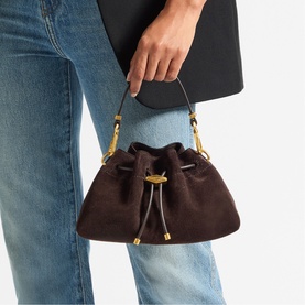 Cinch Small Suede Shoulder Bag