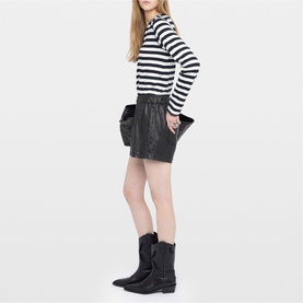 Henley Logo Striped Embellished Top