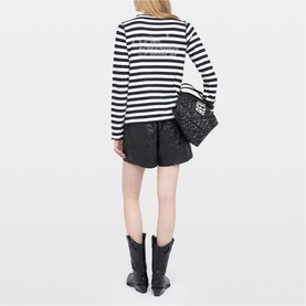 Henley Logo Striped Embellished Top