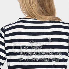 Henley Logo Striped Embellished Top