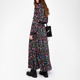 Rayado Floral Flared Dress
