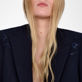 Vavy Rhinestone Logo Blazer