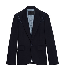 Vavy Rhinestone Logo Blazer