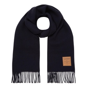 Logo Solid Fringed Scarf