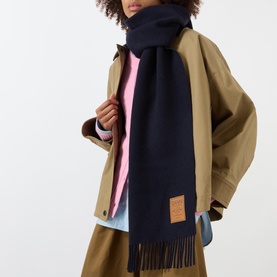 Logo Solid Fringed Scarf
