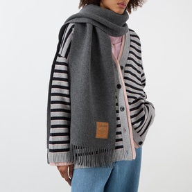 Logo Patch Tassel Wrap Scarf