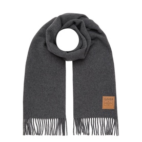 Logo Patch Tassel Wrap Scarf