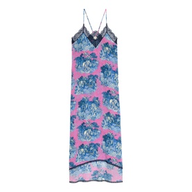 Risty Printed Lace Trim Slip Dress