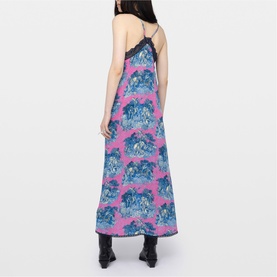 Risty Printed Lace Trim Slip Dress