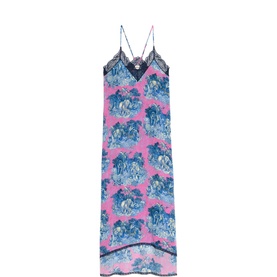 Risty Printed Lace Trim Slip Dress