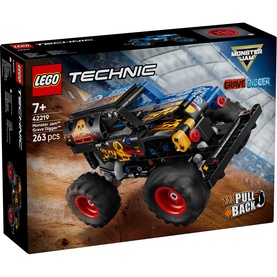 LEGO Technic Monster Jam Grave Digger Fire and Ice set, 263-piece pull-back monster truck toy with bold multi-colour design, ages 7+