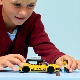 LEGO&reg; City Yellow Taxi Model Car Kit with Mini Figures