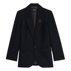 Vival Embroidered Single-Breasted Blazer