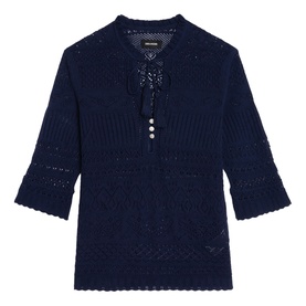 Mem Pointelle Tassel Top