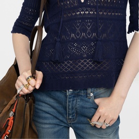 Mem Pointelle Tassel Top