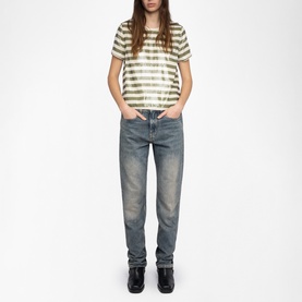 Tchao Sequin Striped Top