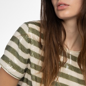 Tchao Sequin Striped Top