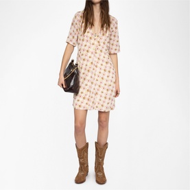 Rodalas Floral Flared Dress