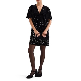 Pennie Pearl Velvet Mini Dress
