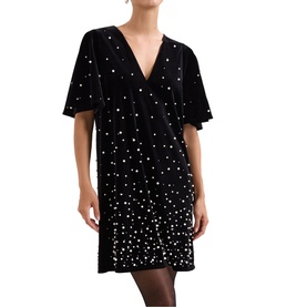 Pennie Pearl Velvet Mini Dress
