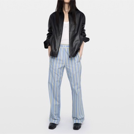 Poma Logo Striped Straight Leg Trousers