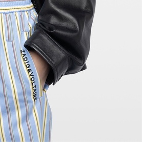Poma Logo Striped Straight Leg Trousers
