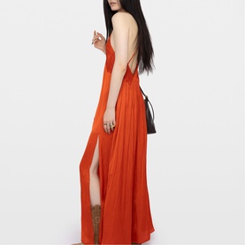 Side Slit Gathered Dress