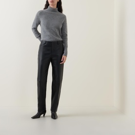 Mid-Rise Leather Trousers
