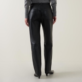 Mid-Rise Leather Trousers