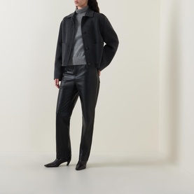 Mid-Rise Leather Trousers