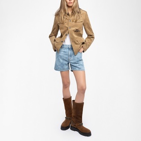Angie Suede Biker Boots
