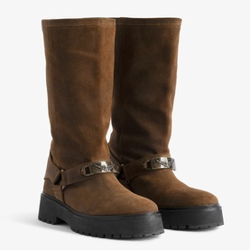 Angie Suede Biker Boots