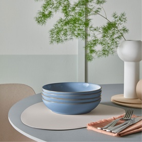 Sky Blue Pasta Bowls, Set of Four