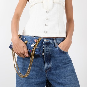 The Trinket Charm Denim Mini Dual Bag