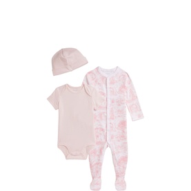 Toile Romper & Hat Three-Piece Gift Set 1-9 Months
