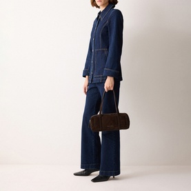 Suede Baguette Shoulder Bag