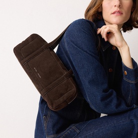 Suede Baguette Shoulder Bag