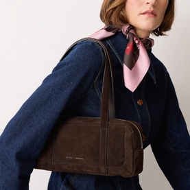 Suede Baguette Shoulder Bag