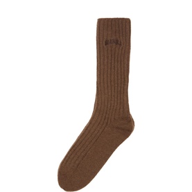 Embroidered Logo Textured Socks