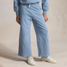 Pony Logo Eyelet Wide Leg Sweatpants