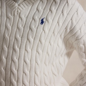 Polo Player Logo Cable Knit Sweater