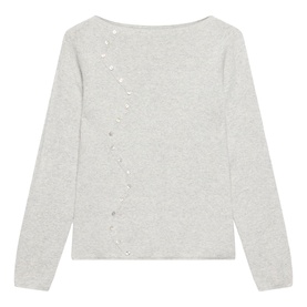 Button Detail Fine Knit Sweatshirt
