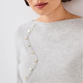 Button Detail Fine Knit Sweatshirt