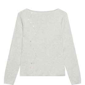 Button Detail Fine Knit Sweatshirt