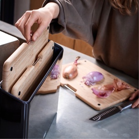 Folio&trade; Steel Bamboo Three-Piece Chopping Board & Case Set